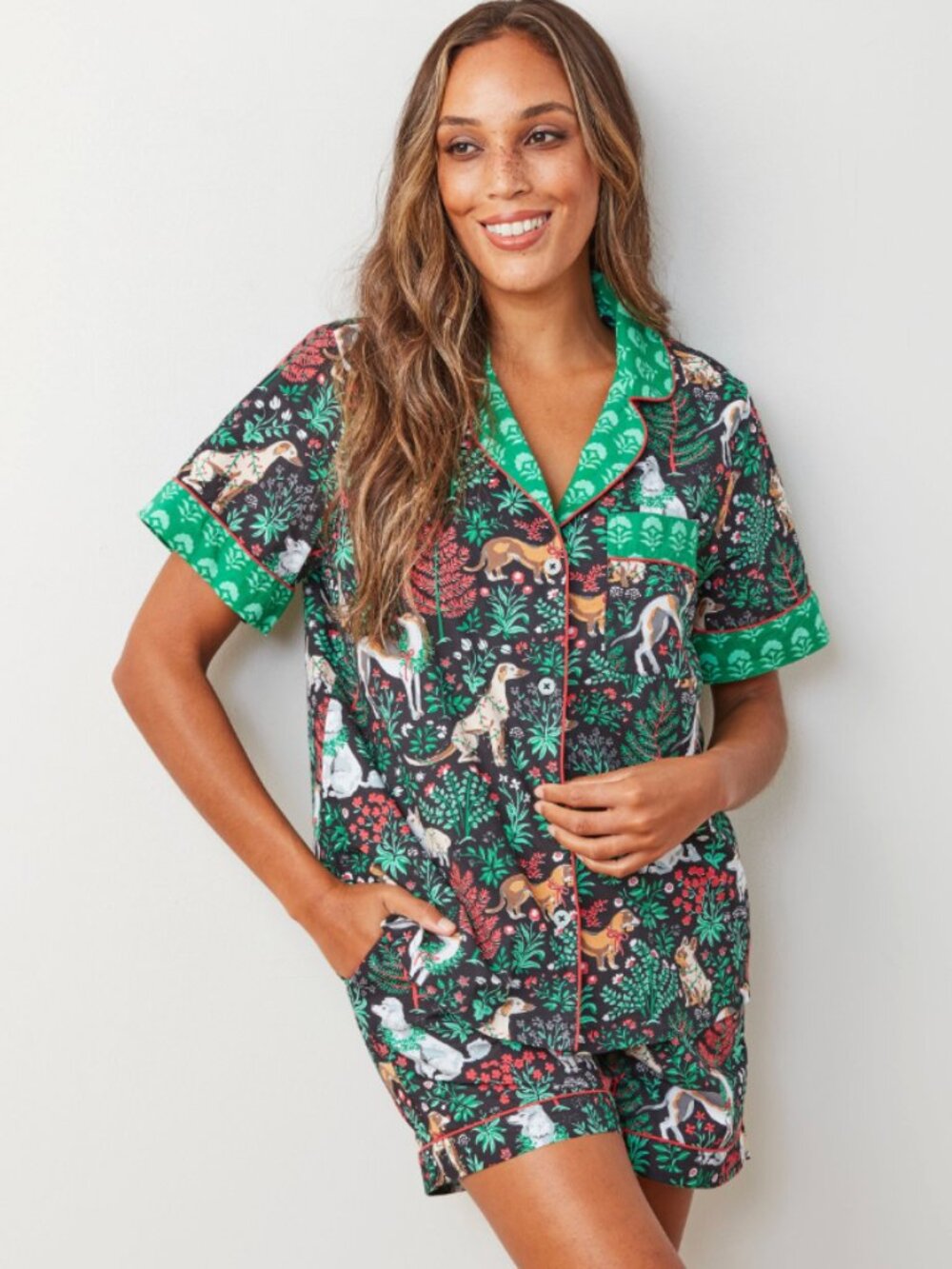 NWT Printfresh Happy Howlidays Short PJ Set in Ink - XS